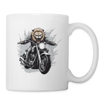 Moto Motard Lion - Mug blanc - blanc - Droite