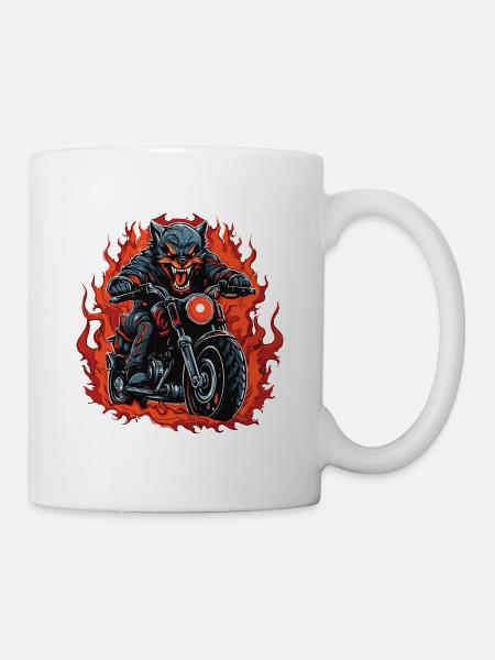 Moto loup motard - Mug blanc - blanc
