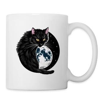 Schwarze Katze - Tasse - Weiß - Rechts