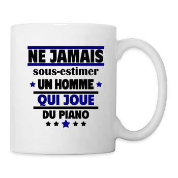 Ne jamais sous-estimer un homme qui joue du piano - Mug blanc - blanc - Droite