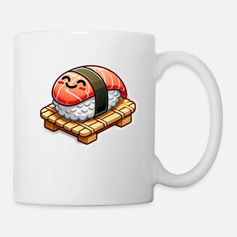 Frohes Kawaii Sushi - Tasse - Weiß