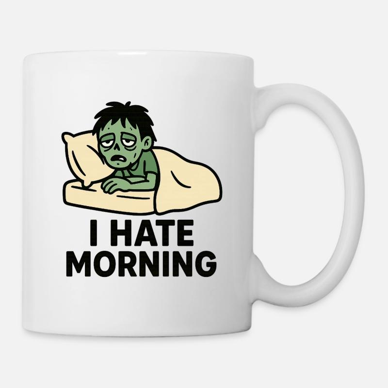 Zombie râleux matinal au lit - Mug blanc - blanc