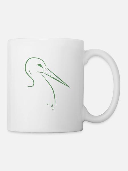 Geschenk für Hebamme, Storch Silhouette - Tasse - Weiß