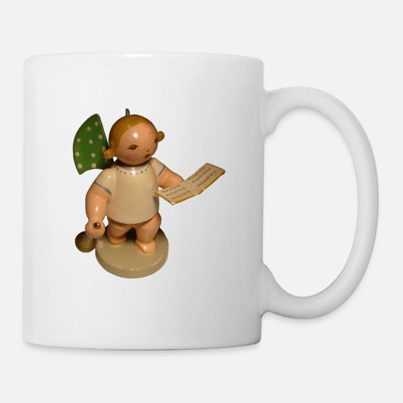 Engel mit Notenblatt + Trompete Retro Vintage Alt - Tasse - Weiß