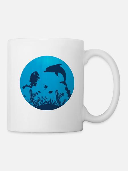 Taucher tauchen unter Wasser tauchen Geschenk - Tasse - Weiß