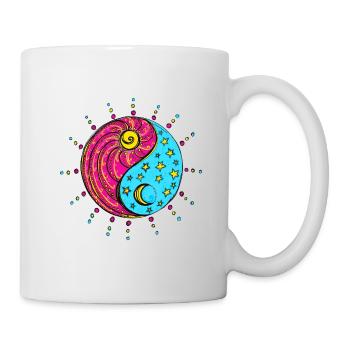 Yin Yang, Sun, moon, stars, Chinese symbol - Mug - white - Right