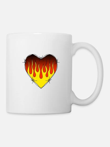 Flame heart in wire - Mug - white