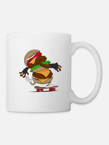 Cheeseburger Skateboard Skater - Tasse - Weiß
