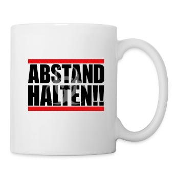 Abstand halten!! Quarantäne Geschenkidee - Tasse - Weiß - Rechts