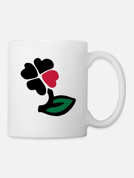Trèfle à quatre feuilles coloré / trèfle à quatre feuilles - Mug blanc - blanc