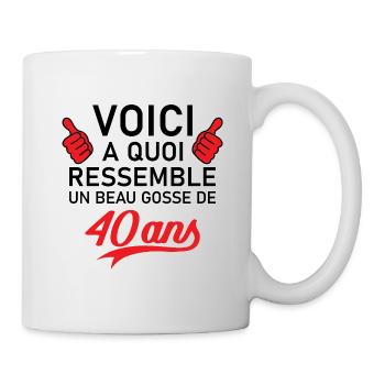 anniversaire 40 ans homme idée cadeau. Beau gosse. - Mug blanc - blanc - Droite