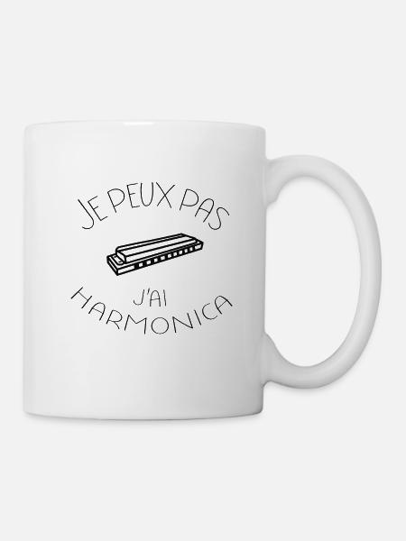 Je peux pas j'ai harmonica diatonique chromatique - Mug blanc - blanc