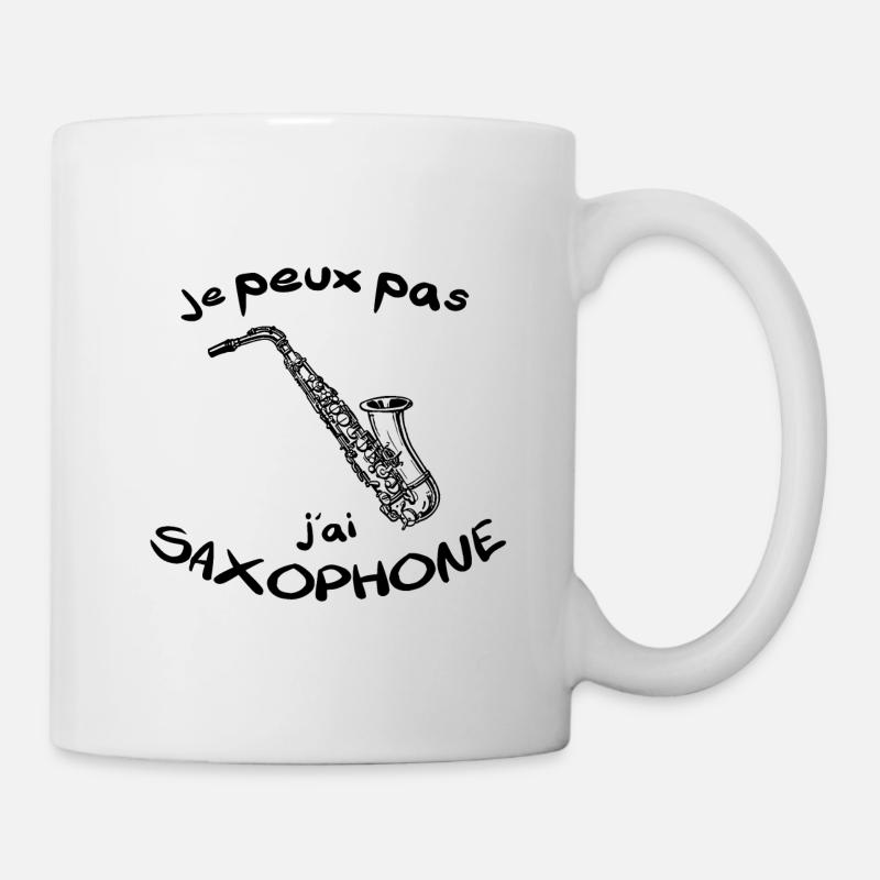 Je peux pas j'ai saxophone alto soprano ou baryton - Mug blanc - blanc