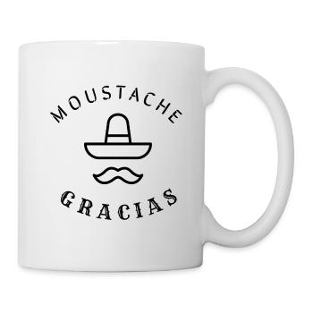 Moustache gracias humour jeu de mot muchas gracias - Mug blanc - blanc - Droite