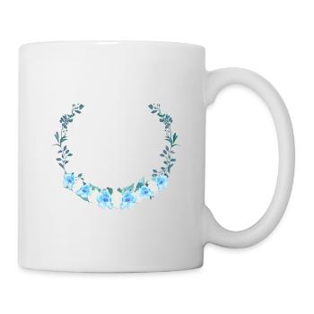 Couronne florale bleue - personnalisable - Mug blanc - blanc - Droite