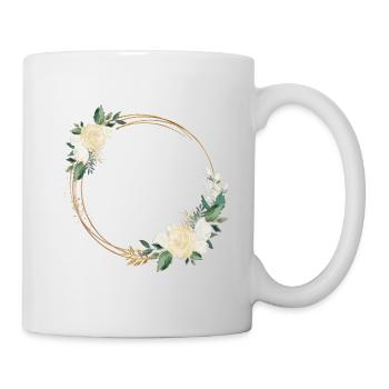Flowers Wreath White Roses Personalizable - Mug - white - Right