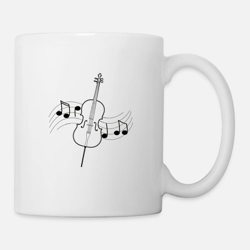Violoncelle musique dessin partition notes noirs - Mug blanc - blanc