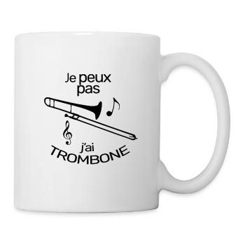 Je peux pas j'ai trombone à coulisse son musique - Mug blanc - blanc - Droite
