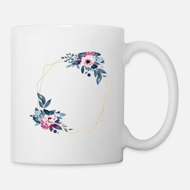 Floral Hexagon personalisierbar - Tasse - Weiß