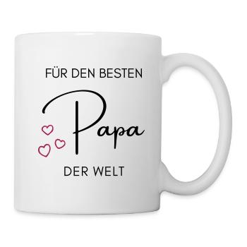 Für den besten Papa der Welt - Schriftzug Geschenk - Tasse - Weiß - Rechts