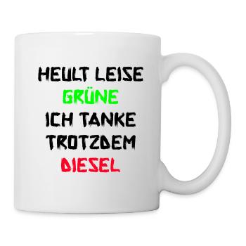 Heult Leise Grüne Anti Grünen Pro Diesel Autofahre - Tasse - Weiß - Rechts