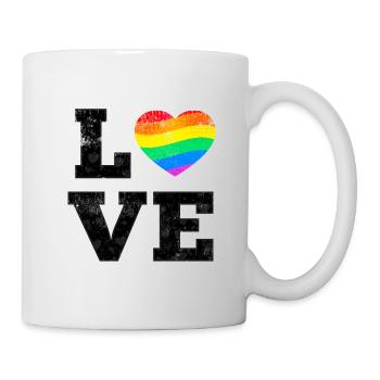 Love Pride Regenbogenherz - Tasse - Weiß - Rechts