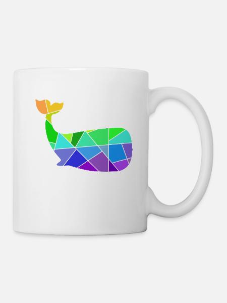 Whale Colorful Geometric Figures - Mug - white