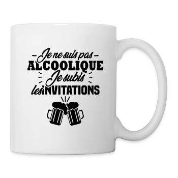 Je ne suis pas alcoolique je subis les invitations - Mug blanc - blanc - Droite