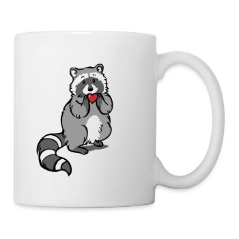 Raccoon with heart - Mug - white - Right