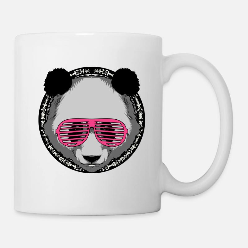 panda lunette pink rose - Mug blanc - blanc