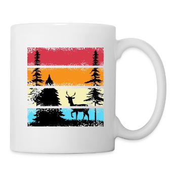 Wald shinrin yoku Waldmeditation retro Hirsch - Tasse - Weiß - Rechts