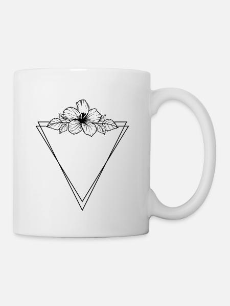 Hibiscus Boho Fleur peinte à la main - Mug blanc - blanc