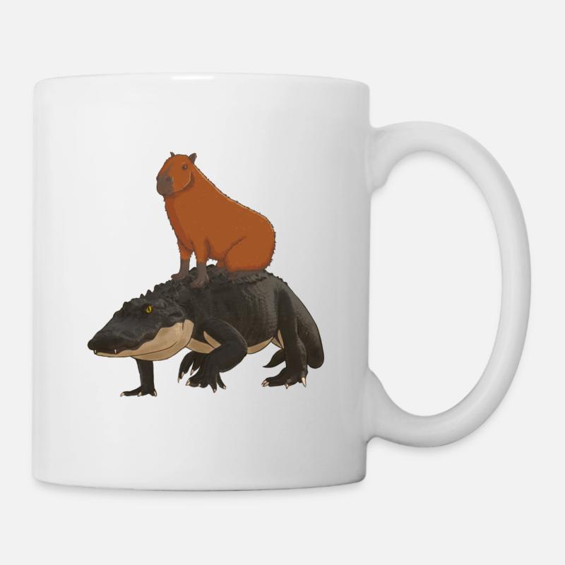 Capybara auf Alligator - Tasse - Weiß