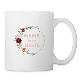Mama ist die Beste! Blumen personalisierbar - Tasse - Weiß - Rechts