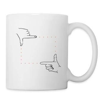 Handzeichen Bildausschnitt – 2 Farben - Tasse - Weiß - Rechts