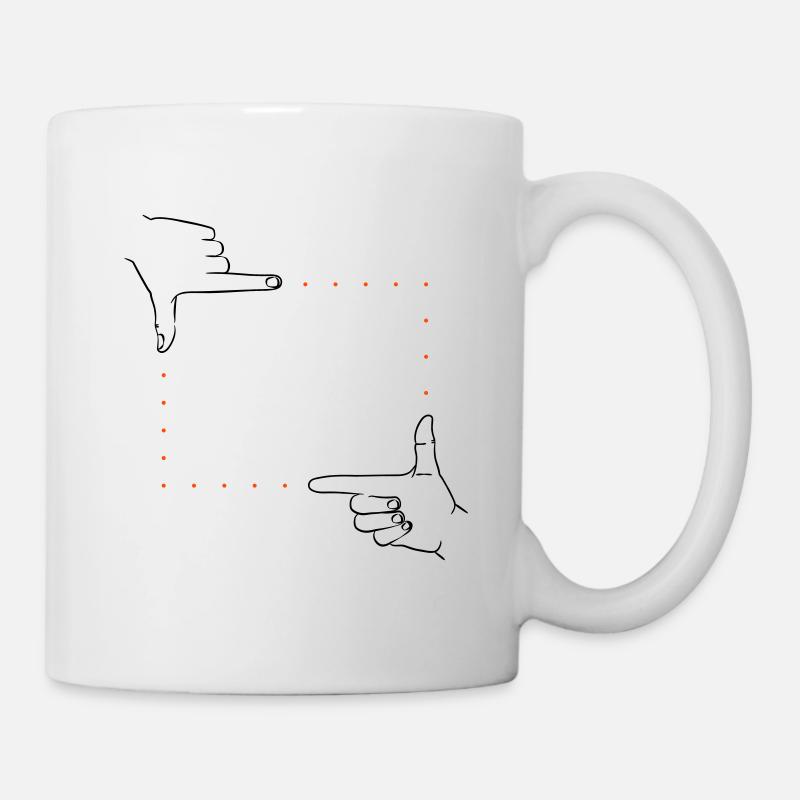 Handzeichen Bildausschnitt – 2 Farben - Tasse - Weiß
