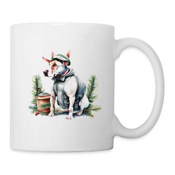 Bull Terrier anglais dans un chapeau de Père Noël - Mug blanc - blanc - Droite
