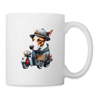 Englisch Bullterrier Motorrad Weihnachtsmütze - Tasse - Weiß - Rechts