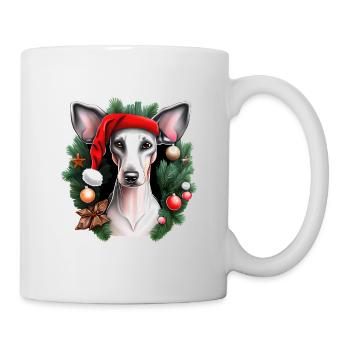 Whippet-Hund mit Weihnachtsmannmütze - Tasse - Weiß - Rechts