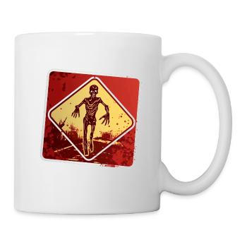 Halloween Zombie-Warnschild - Tasse - Weiß - Rechts