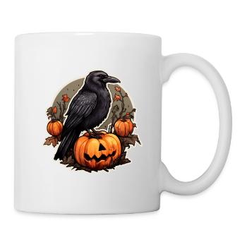 Halloween Raven with Pumpkin - Mug - white - Right