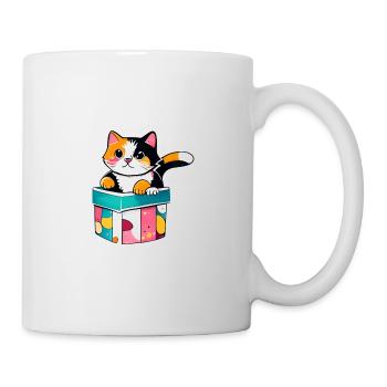 "Un chat curieux dans une boîte, - Mug - white - Right
