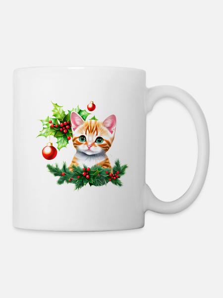 Un chat adorable, aux yeux pétillants de curiosité - Mug blanc - blanc