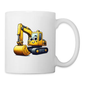 Bagger mit Gesicht für Kinder - Tasse - Weiß - Rechts