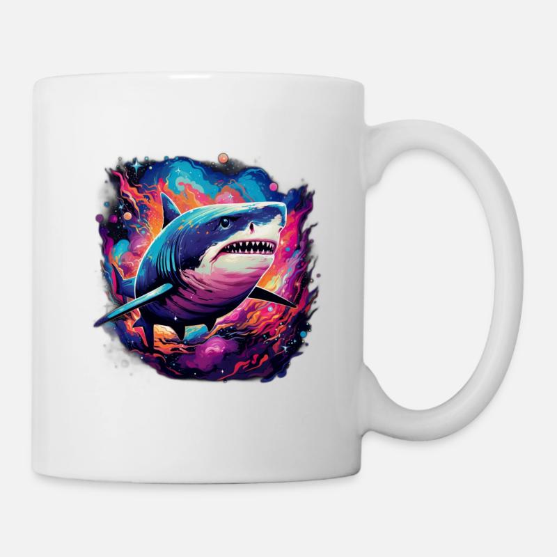 Hai im Neonlicht - Tasse - Weiß