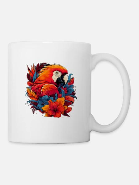 Exotischer Papagei - Tasse - Weiß