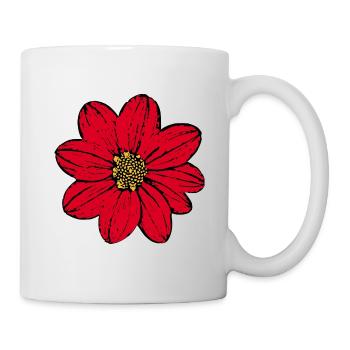 Blume rot rote Blume Blumen Geschenk - Tasse - Weiß - Rechts