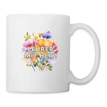 Lehrer mit Herz - personalisierbares Design - Tasse - Weiß - Rechts