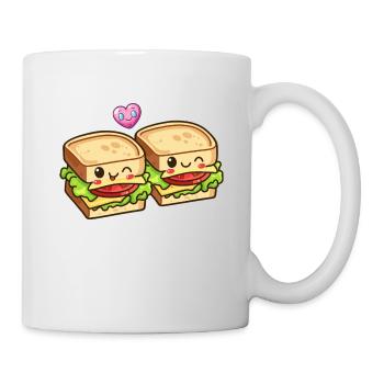 Sandwich Couple Amour Coeur Saint Valentin - Mug blanc - blanc - Droite