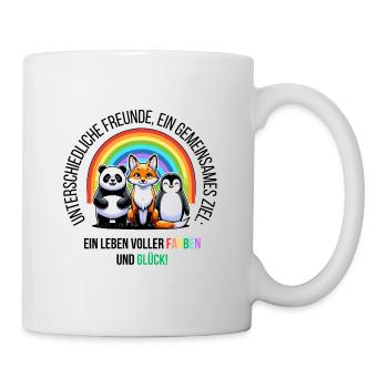 Panda, renard et pingouin amitié avec le dicton - Mug blanc - blanc - Droite